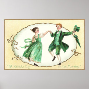 Irish Couple Dancing Vintage St Patrick's Day Poster