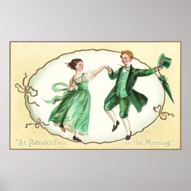 Irish Couple Dancing Vintage St Patrick's Day Poster (Front)