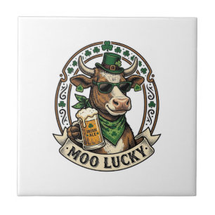Irish Cow Shirt Vintage St Patrick Beer Design Ceramic Tile