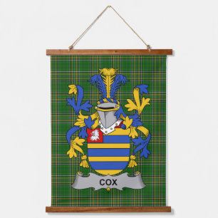 Irish Cox Coat of Arms Family Crest Hanging Tapestry