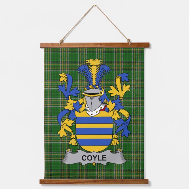 Irish Coyle or McCoyle Coat of Arms Family Crest Hanging Tapestry (Front)