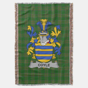 Irish Coyle or McCoyle Coat of Arms Family Crest Throw Blanket