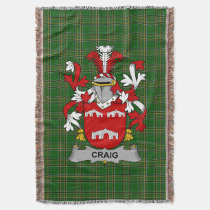  Irish Craig Coat of Arms Family Crest Ireland Throw Blanket