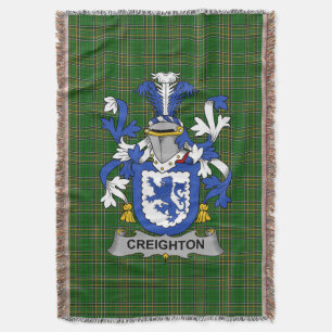 Irish Creighton Coat of Arms Family Crest Ireland Throw Blanket