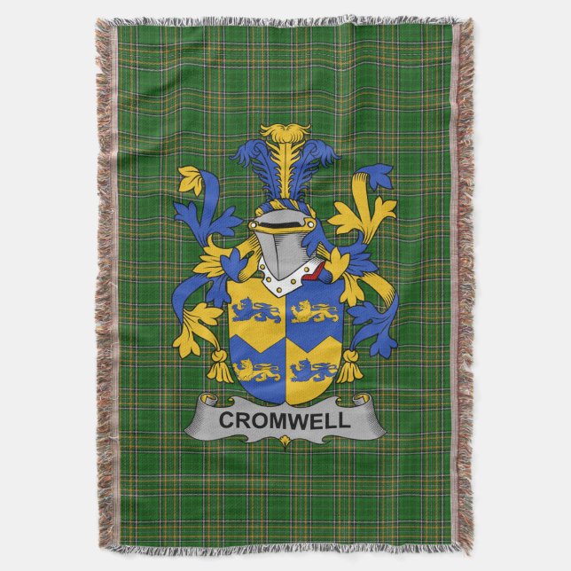  Irish Cromwell Coat of Arms Family Crest Ireland Throw Blanket (Front Vertical)