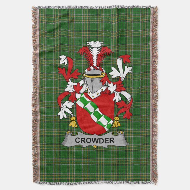  Irish Crowder Coat of Arms Family Crest Ireland Throw Blanket (Front Vertical)