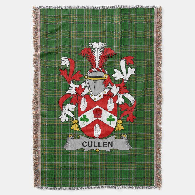  Irish Cullen or O_Cullen Coat of Arms Family Cres Throw Blanket (Front Vertical)