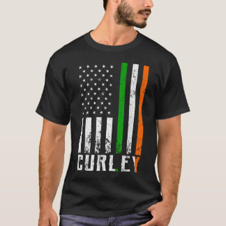 Irish CURLEY Family American Flag Ireland Flag T-Shirt