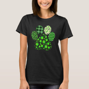 Irish Cute Dog Paw Clovers St Patrick's Day Lucky T-Shirt