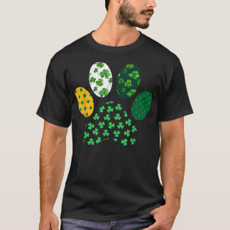 Irish Cute Dog Paw Clovers St Patrick's Day Lucky  T-Shirt