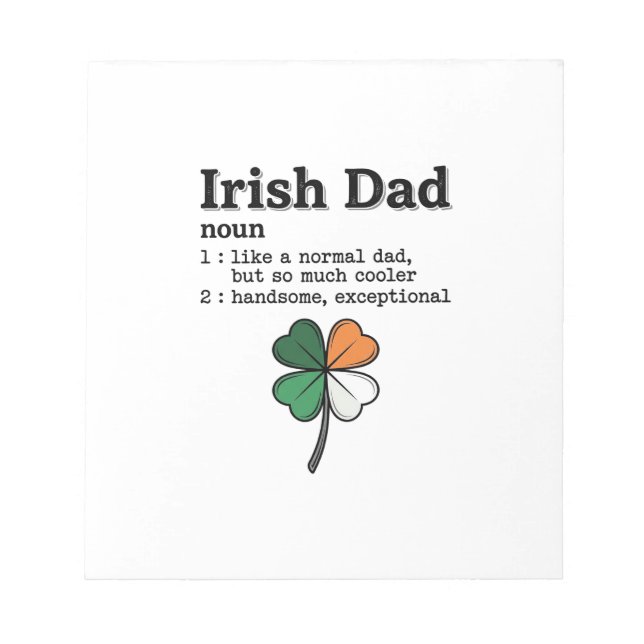 Irish Dad Funny Definition Clover Vintage Shirt Notepad (Front)