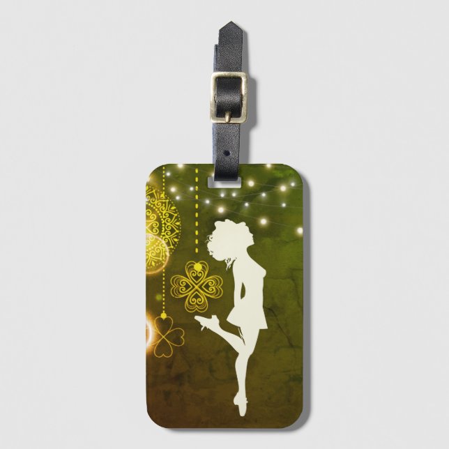 Irish Dance Celtic Clovers and Lights Luggage Tag (Front Vertical)