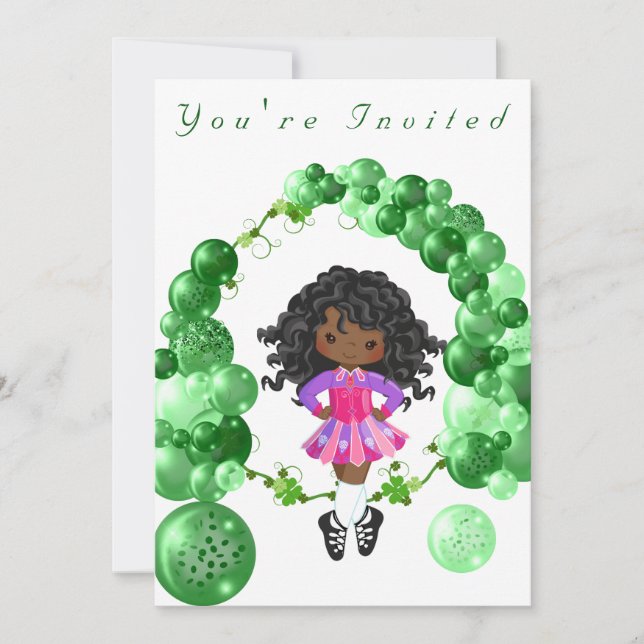 Irish Dance Green Balloon Arch Birthday Party Invitation (Front)