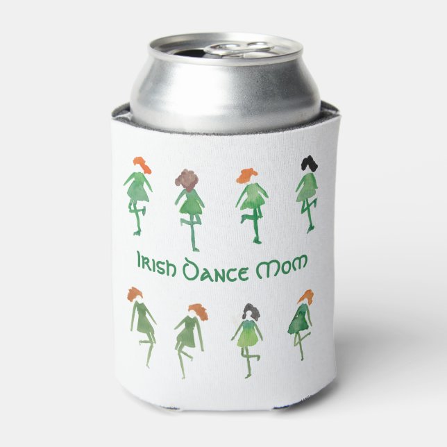 Irish Dance Mum Hand-Illustrated St. Patrick's Day Can Cooler (Can Front)