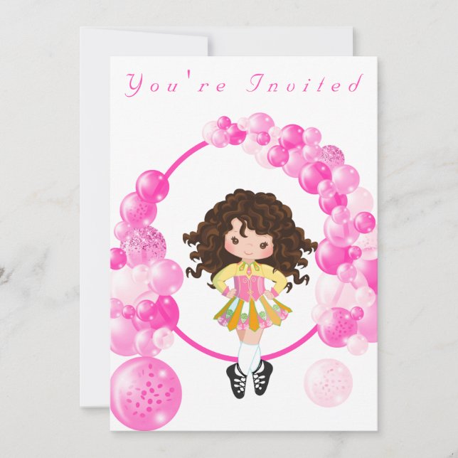 Irish Dance Pink Balloon Arch Birthday Party Invitation (Front)