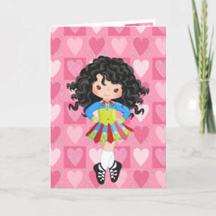 Irish Dance Pink Monochrome Heart Valentine's Day Holiday Card