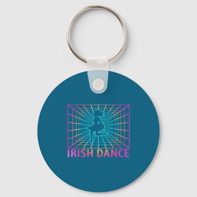 Irish Dance Retro Dancer Gift  Key Ring (Front)