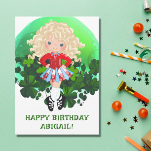 Irish Dance St. Patrick's Day Clovers Birthday Card