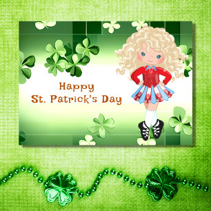 Irish Dance St. Patrick's Day Green Shamrocks Card