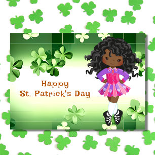 Irish Dance St. Patrick's Day Green Shamrocks Card