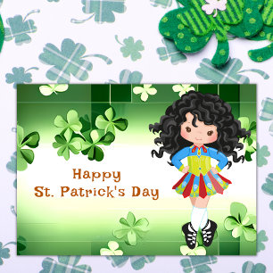 Irish Dance St. Patrick's Day Green Shamrocks Card