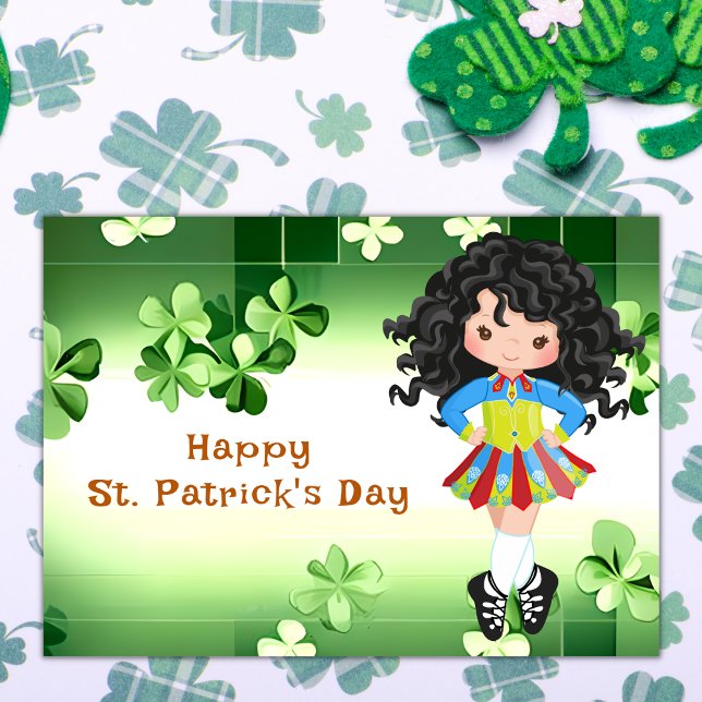 Irish Dance St. Patrick's Day Green Shamrocks Card (Creator Uploaded)