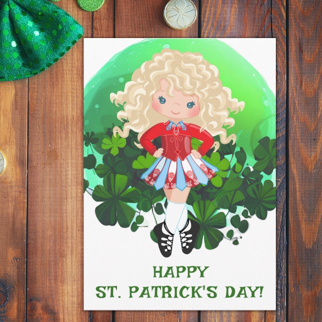 Irish Dance St. Patrick's Day Green Shamrocks Card (Creator Uploaded)