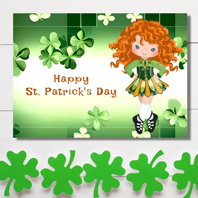 Irish Dance St. Patrick's Day Green Shamrocks Card (Creator Uploaded)