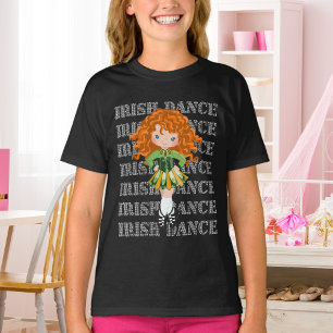 Irish Dance Typography Cute Girl in Solo Dress T-Shirt