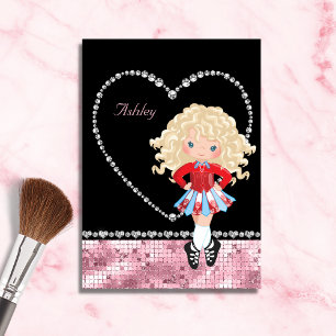 Irish Dance Valentine's Day Rhinestone Heart Holiday Card
