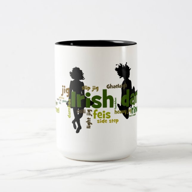Irish Dance Wordle - Black Two-Tone Coffee Mug (Center)