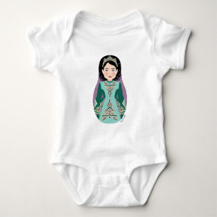 Irish Dancer Black Hair Matryoshka Baby Bodysuit