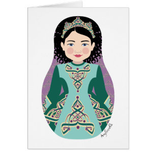 Irish Dancer Black Hair Matryoshka Card