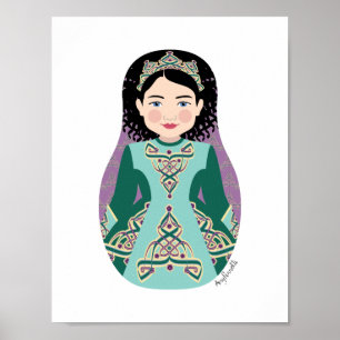 Irish Dancer Black Hair Matryoshka Poster
