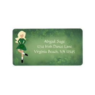 Irish Dancer - Blonde Hair - Clovers Dance Address Label