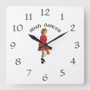 Irish Dancer Blonde in Red Square Wall Clock