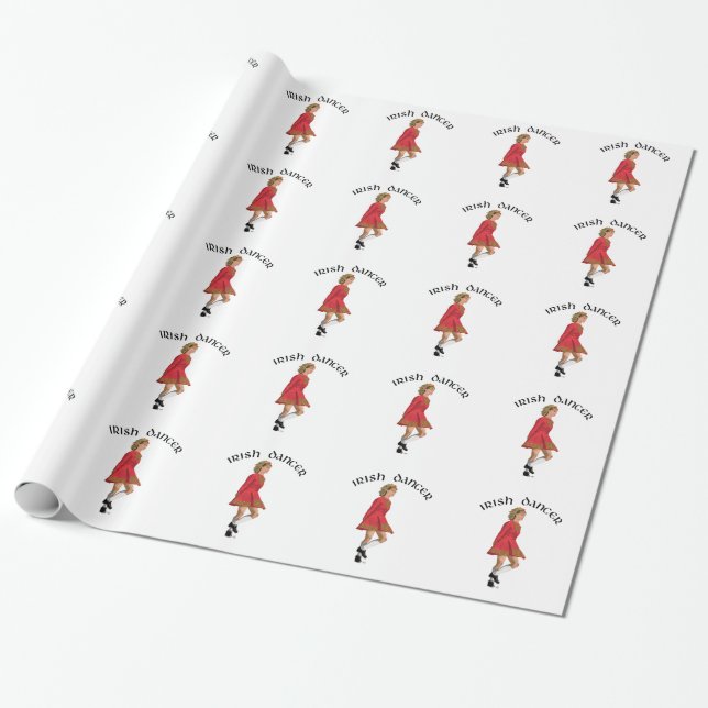 Irish Dancer Blonde in Red Wrapping Paper (Unrolled)