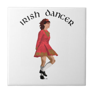 Irish Dancer Brunette in Red Ceramic Tile