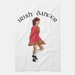 Irish Dancer Brunette in Red Tea Towel