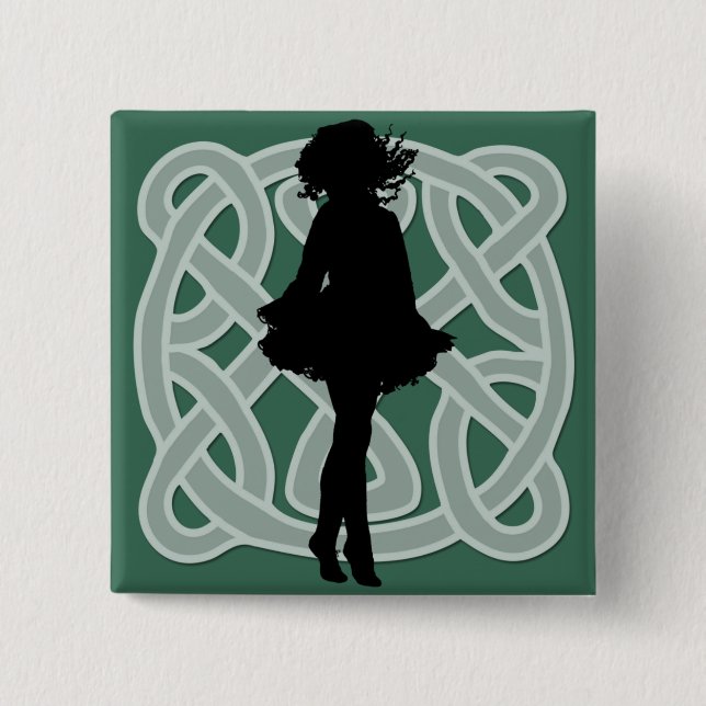 Irish Dancer Celtic Green Button (Front)