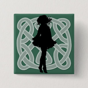 Irish Dancer Celtic Green Button