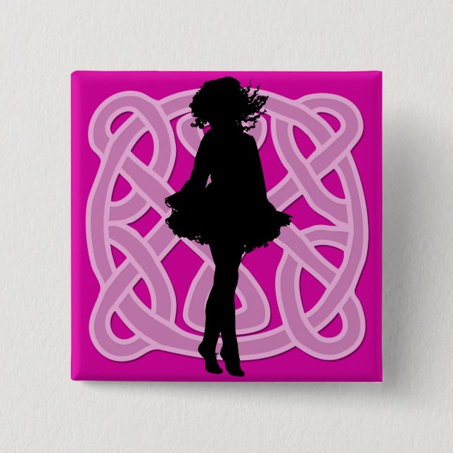 Irish Dancer Celtic Hot Pink Button (Front)