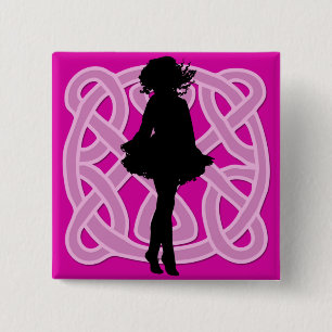Irish Dancer Celtic Hot Pink Button