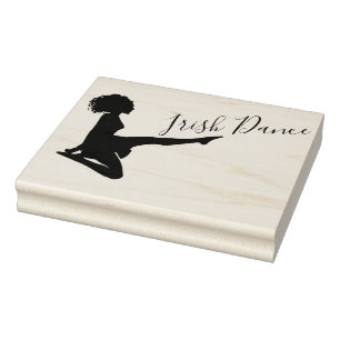Irish Dancer Dancing Soft Shoe Black White Dance Rubber Stamp
