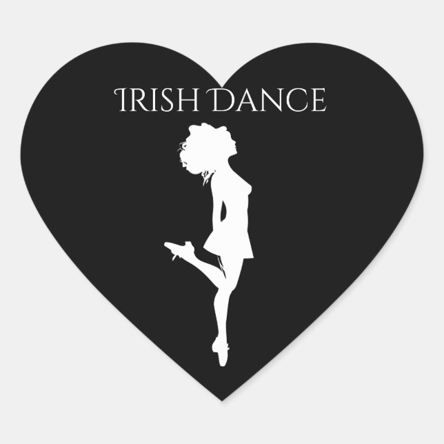 Irish Dancer Hard Shoe Black and White Dance Heart Sticker (Front)