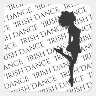 Irish Dancer Hard Shoe Black and White Dance Square Sticker