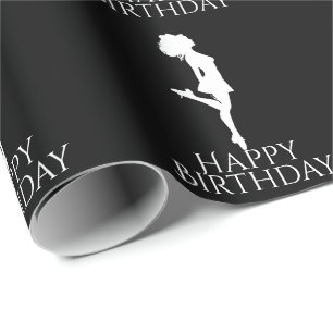 Irish Dancer Hard Shoe Black White Dance Birthday Wrapping Paper