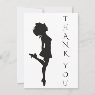 Irish Dancer Hard Shoe Dancing Black White Dance Thank You Card