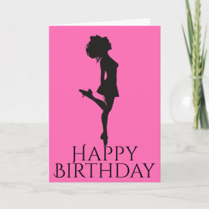 Irish Dancer Hard Shoe Pink Black Dance Birthday Card