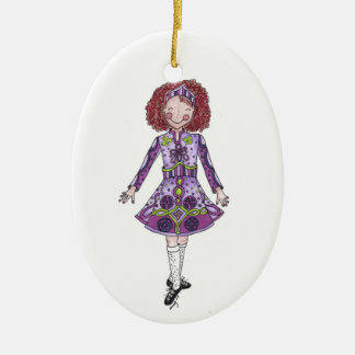 Irish Dancer in Purple Ceramic Ornament